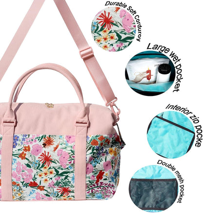 Travel Tote Duffel Gym Bag,Weekender Overnight Carry-on Tote Crossbody Bag with Wet Pocket and Trolley Sleeve Upgraded