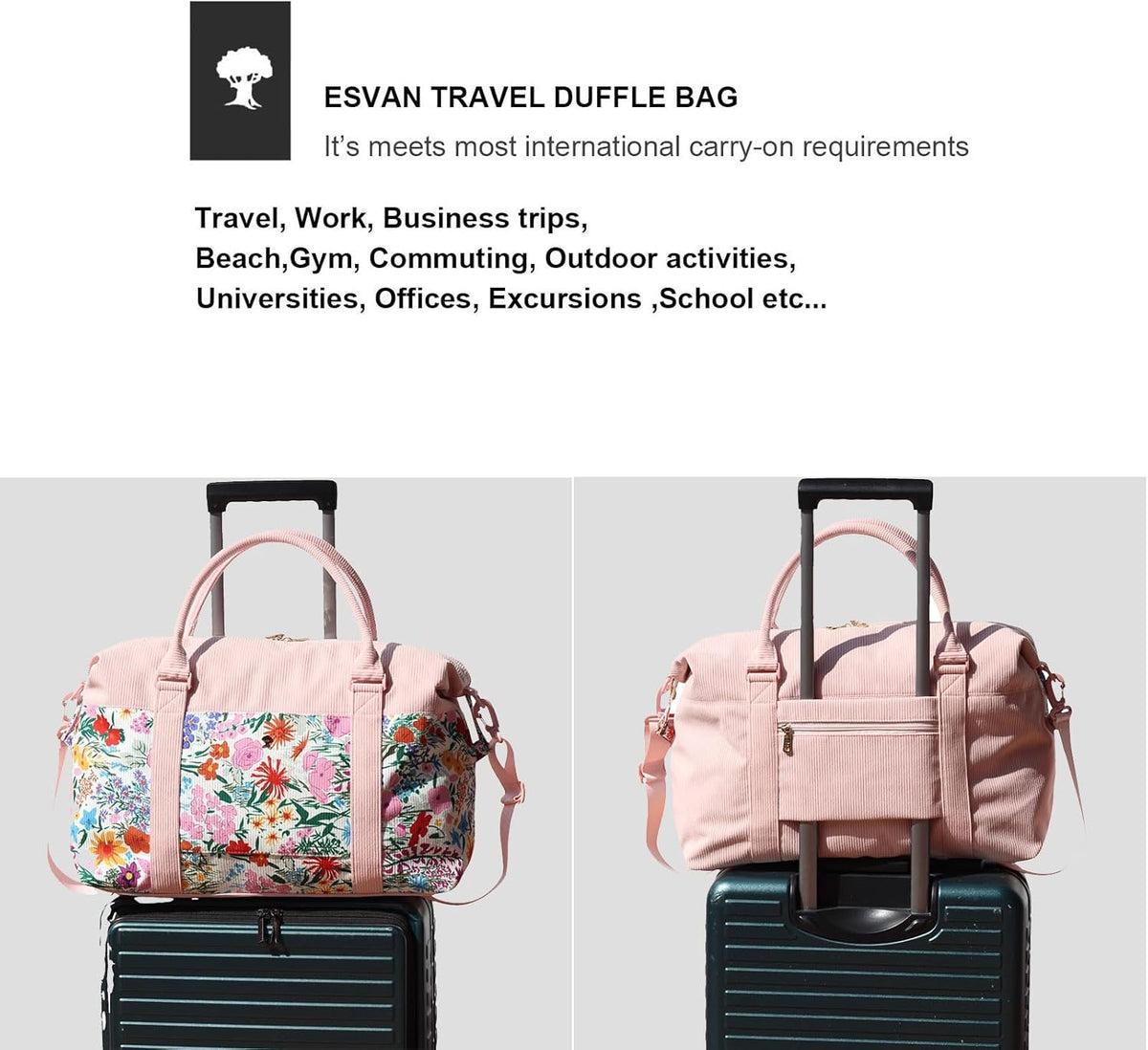 Travel Tote Duffel Gym Bag,Weekender Overnight Carry-on Tote Crossbody Bag with Wet Pocket and Trolley Sleeve Upgraded
