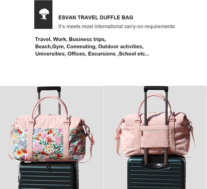 Travel Tote Duffel Gym Bag,Weekender Overnight Carry-on Tote Crossbody Bag with Wet Pocket and Trolley Sleeve Upgraded