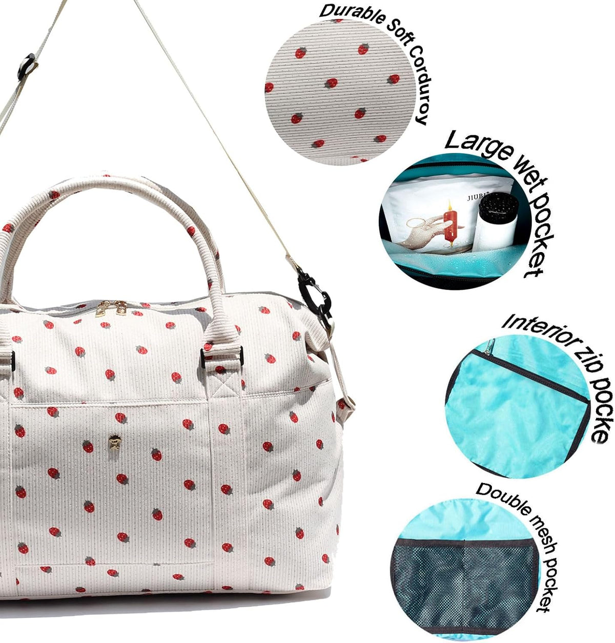 Travel Tote Duffel Gym Bag,Weekender Overnight Carry-on Tote Crossbody Bag with Wet Pocket and Trolley Sleeve Upgraded