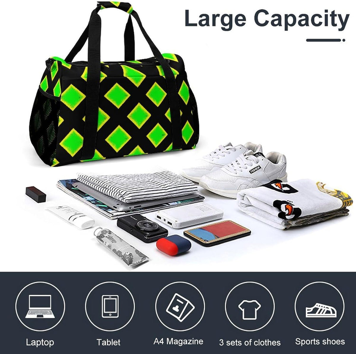 Lightweight Weekender Overnight Bag Foldable Travel Duffel Tote Bag Carry On for Women Gym Luggage