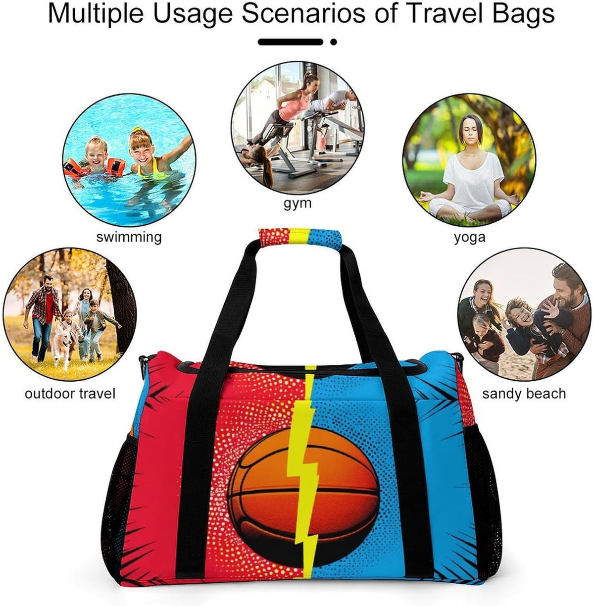 Lightweight Weekender Overnight Bag Foldable Travel Duffel Tote Bag Carry On for Women Gym Luggage