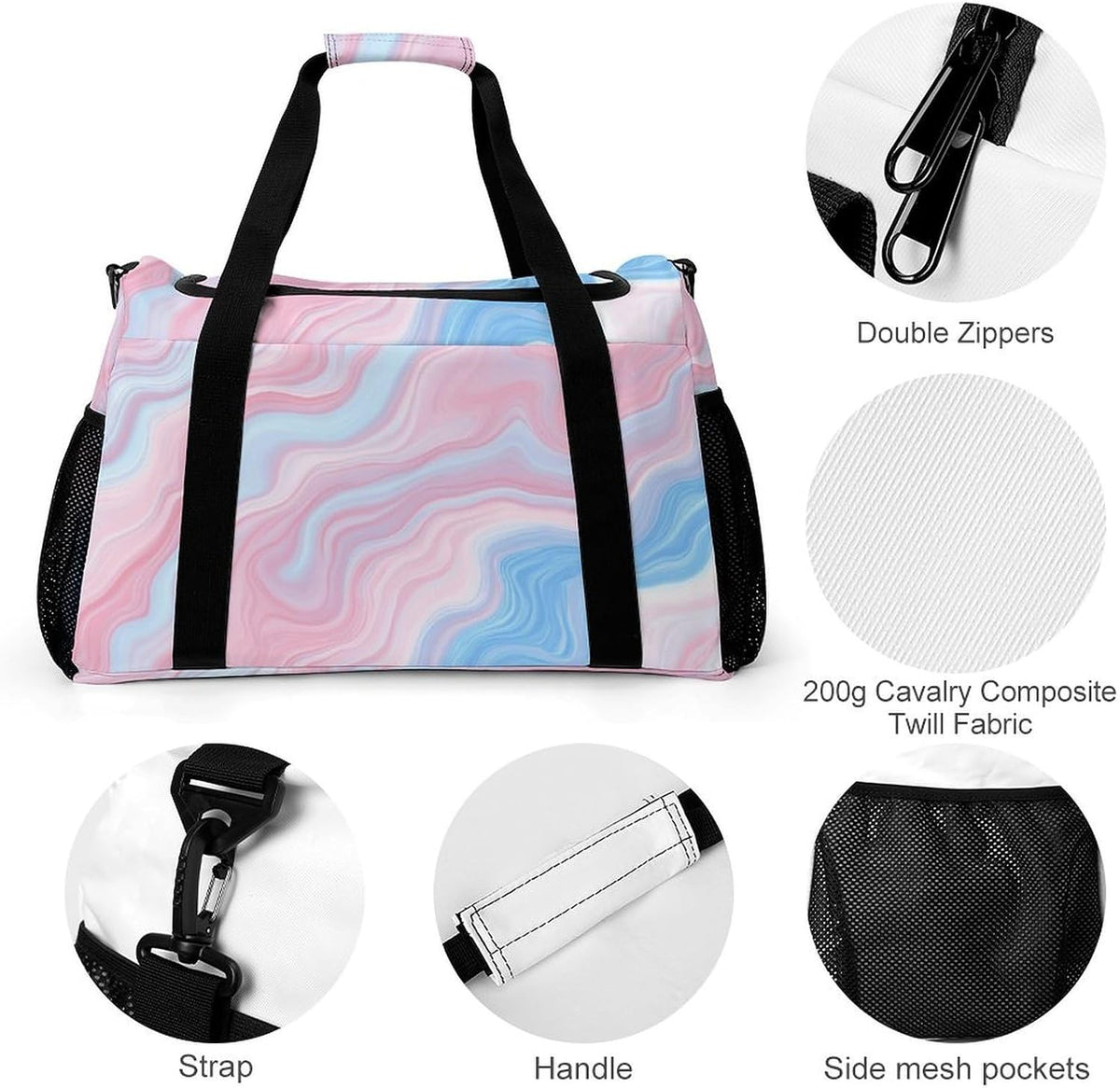 Lightweight Weekender Overnight Bag Foldable Travel Duffel Tote Bag Carry On for Women Gym Luggage