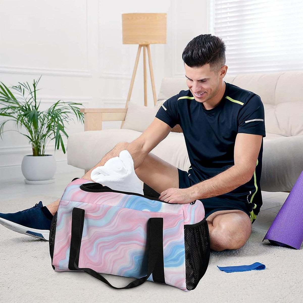 Lightweight Weekender Overnight Bag Foldable Travel Duffel Tote Bag Carry On for Women Gym Luggage