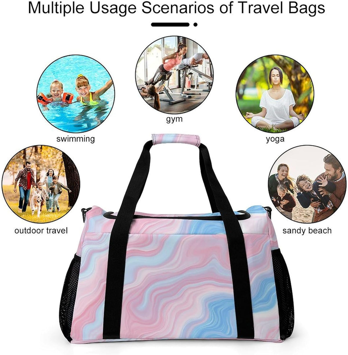 Lightweight Weekender Overnight Bag Foldable Travel Duffel Tote Bag Carry On for Women Gym Luggage