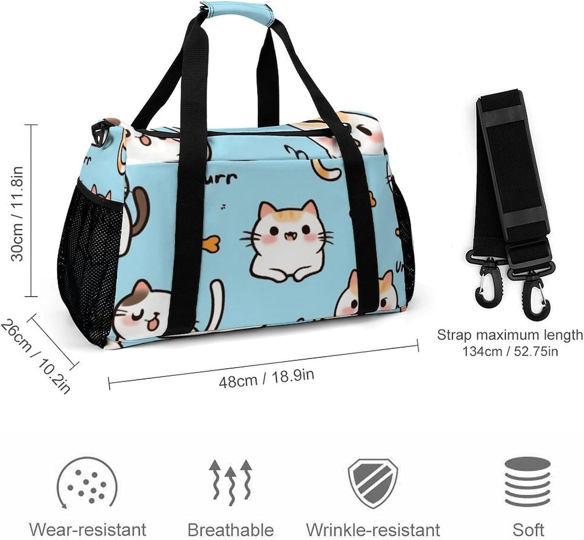 Lightweight Weekender Overnight Bag Foldable Travel Duffel Tote Bag Carry On for Women Gym Luggage