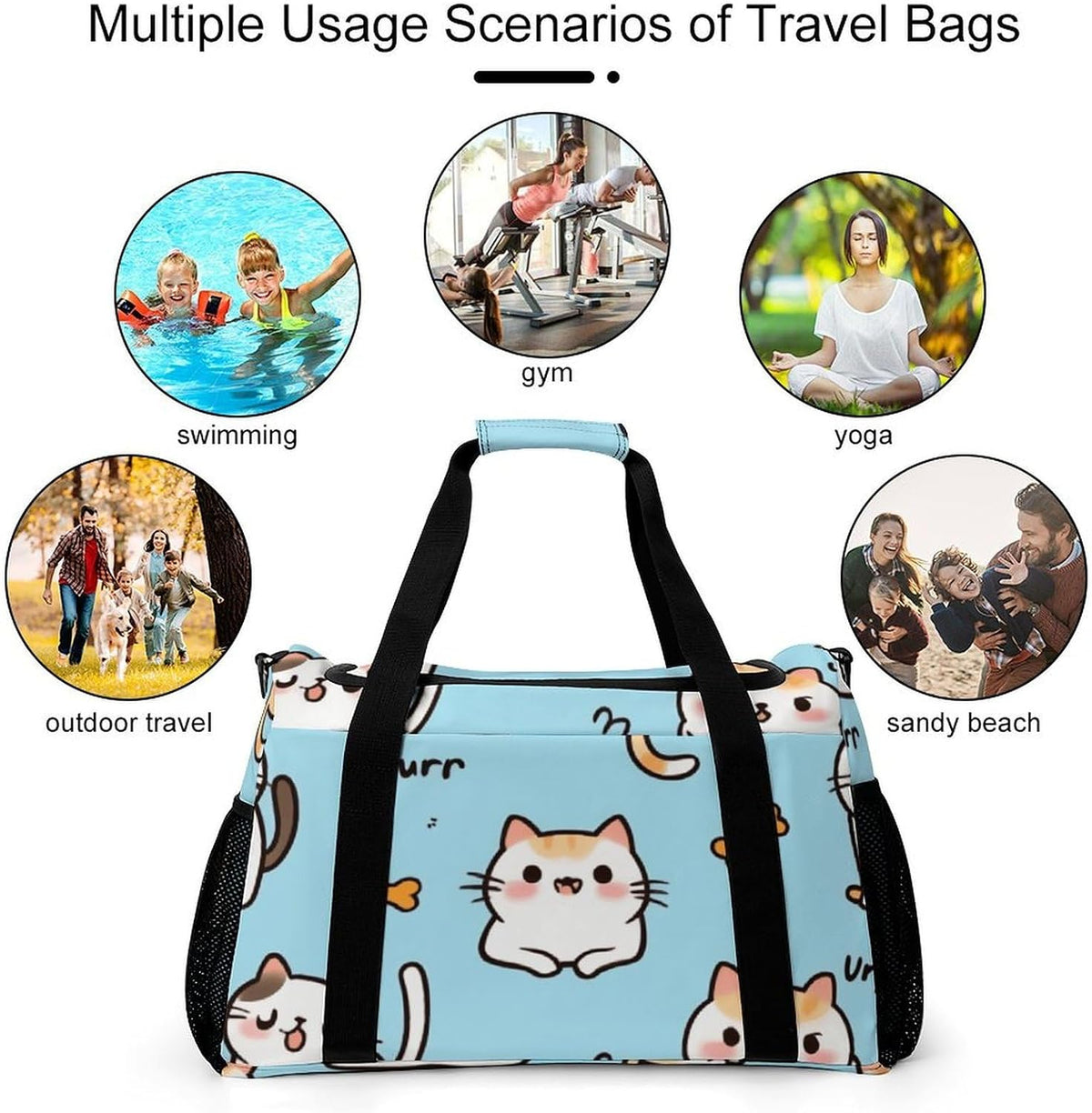 Lightweight Weekender Overnight Bag Foldable Travel Duffel Tote Bag Carry On for Women Gym Luggage