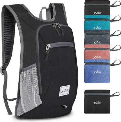 Hiking Backpack 10L Small Travel Lightweight Daypack Foldable Hiking Packable Camping Hiking Backpacks for Women Men (Black)