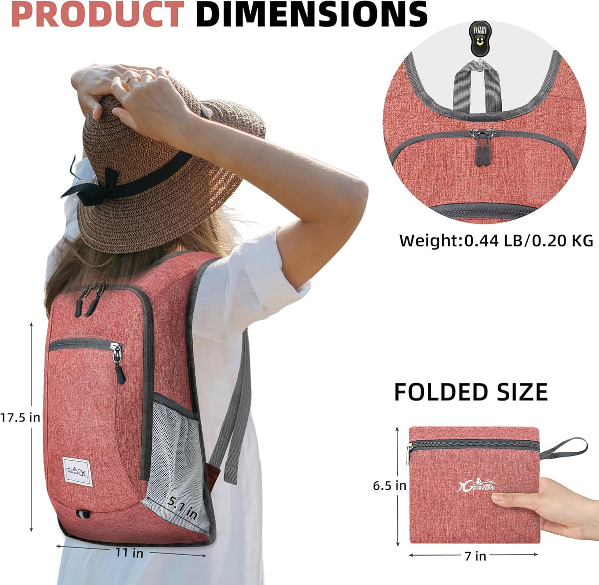 Hiking Backpack 10L Small Travel Lightweight Daypack Foldable Hiking Packable Camping Hiking Backpacks for Women Men (Black)