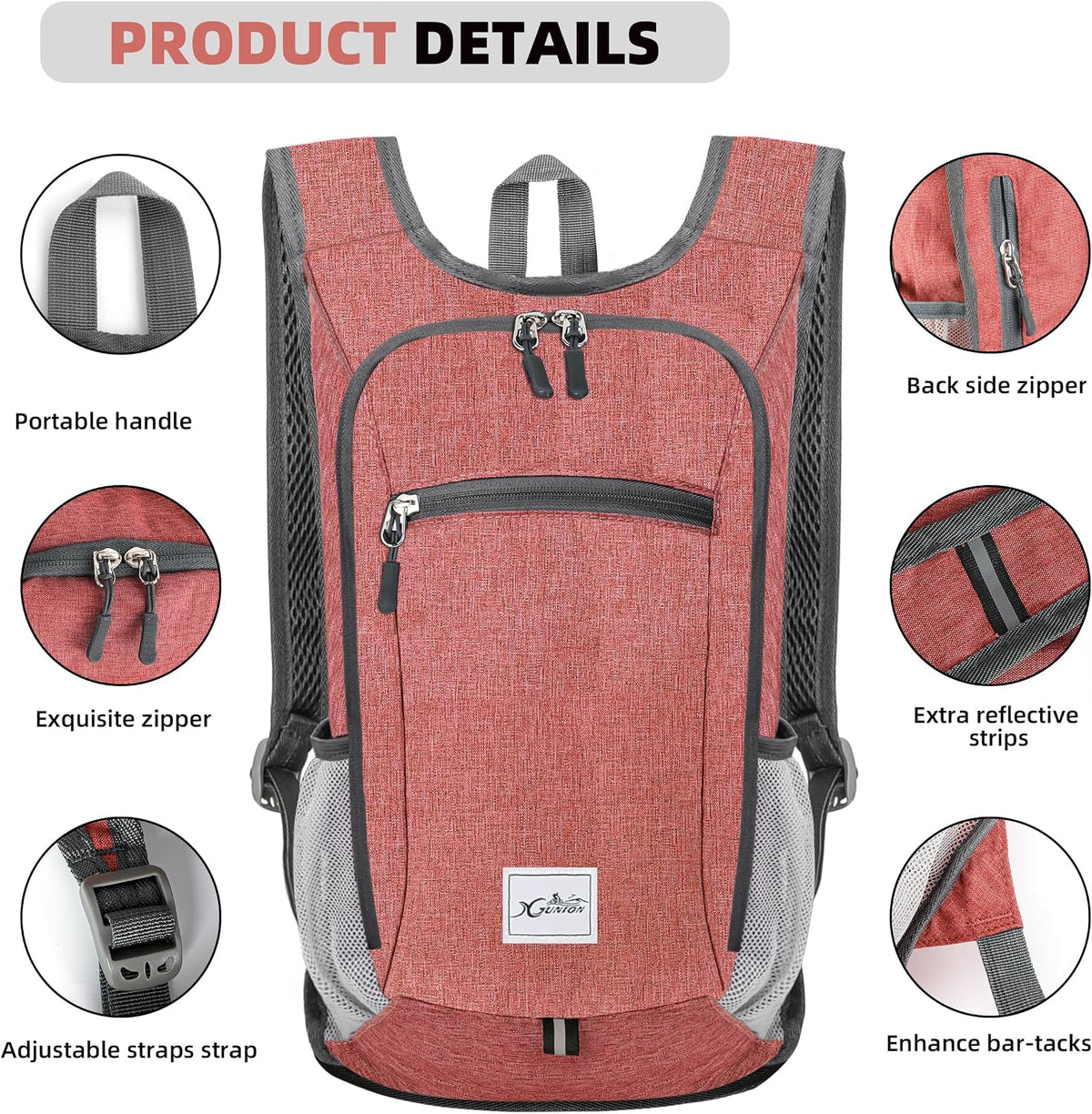 Hiking Backpack 10L Small Travel Lightweight Daypack Foldable Hiking Packable Camping Hiking Backpacks for Women Men (Black)