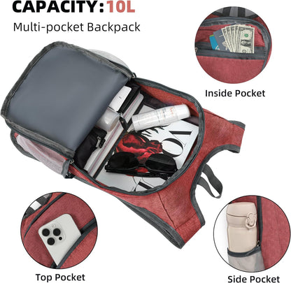 Hiking Backpack 10L Small Travel Lightweight Daypack Foldable Hiking Packable Camping Hiking Backpacks for Women Men (Black)
