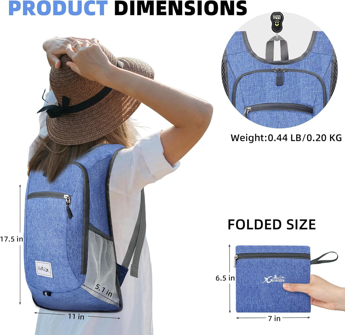 Hiking Backpack 10L Small Travel Lightweight Daypack Foldable Hiking Packable Camping Hiking Backpacks for Women Men (Black)