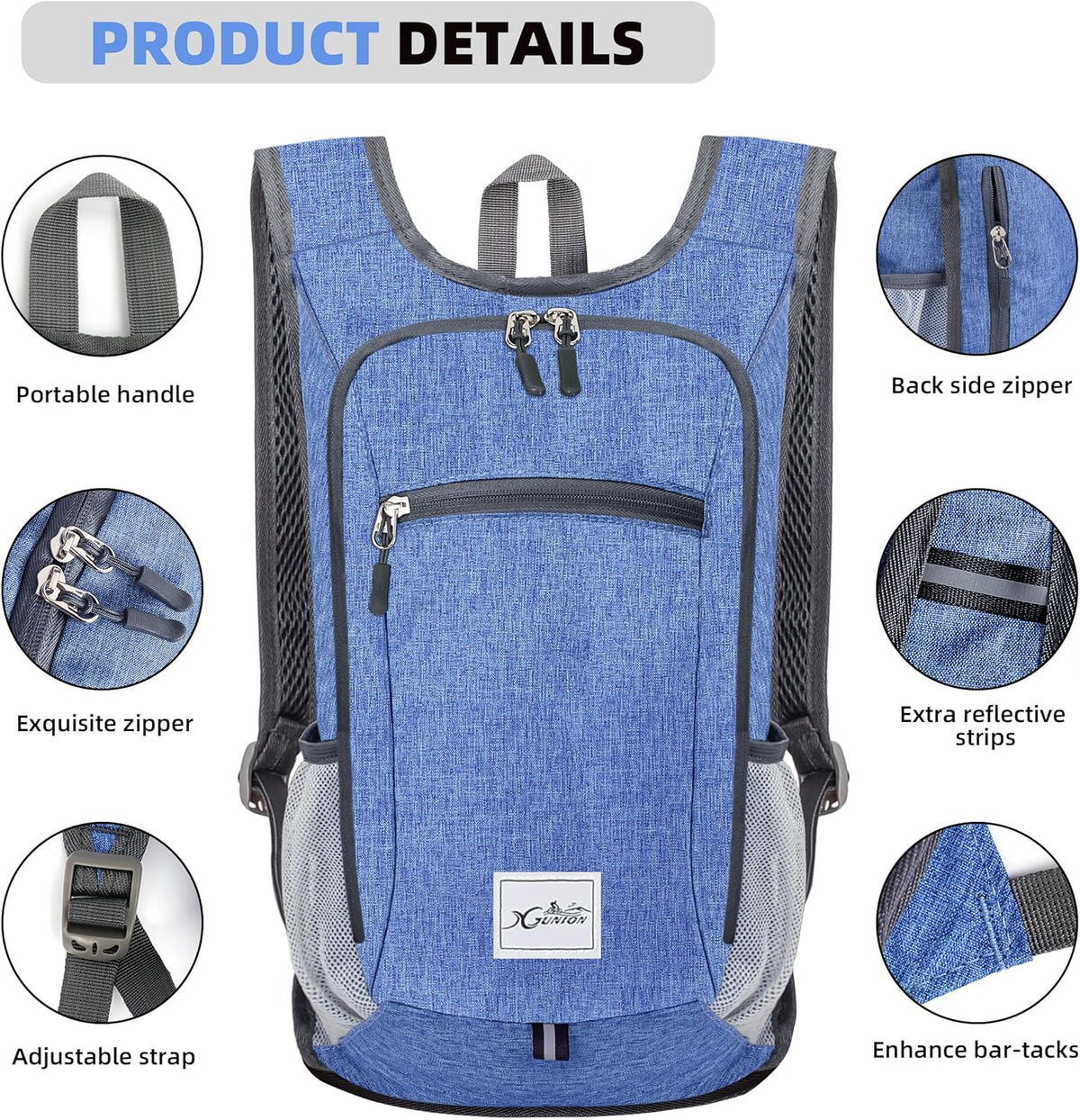 Hiking Backpack 10L Small Travel Lightweight Daypack Foldable Hiking Packable Camping Hiking Backpacks for Women Men (Black)