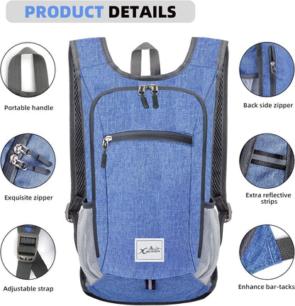 Hiking Backpack 10L Small Travel Lightweight Daypack Foldable Hiking Packable Camping Hiking Backpacks for Women Men (Black)