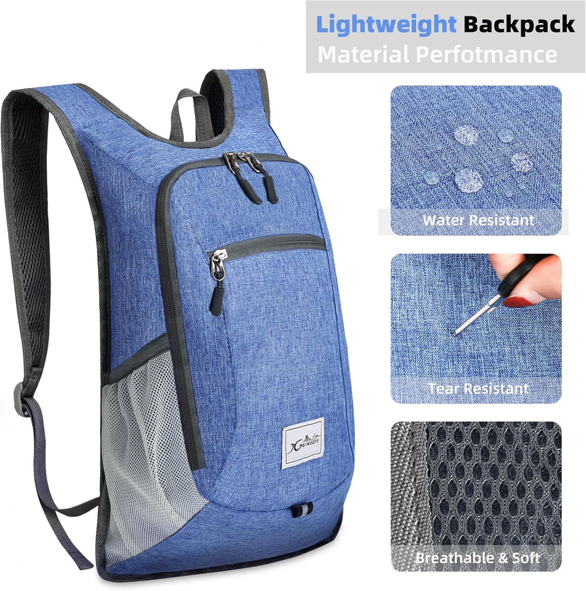 Hiking Backpack 10L Small Travel Lightweight Daypack Foldable Hiking Packable Camping Hiking Backpacks for Women Men (Black)