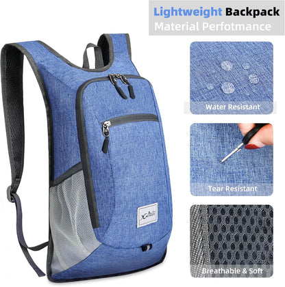 Hiking Backpack 10L Small Travel Lightweight Daypack Foldable Hiking Packable Camping Hiking Backpacks for Women Men (Black)