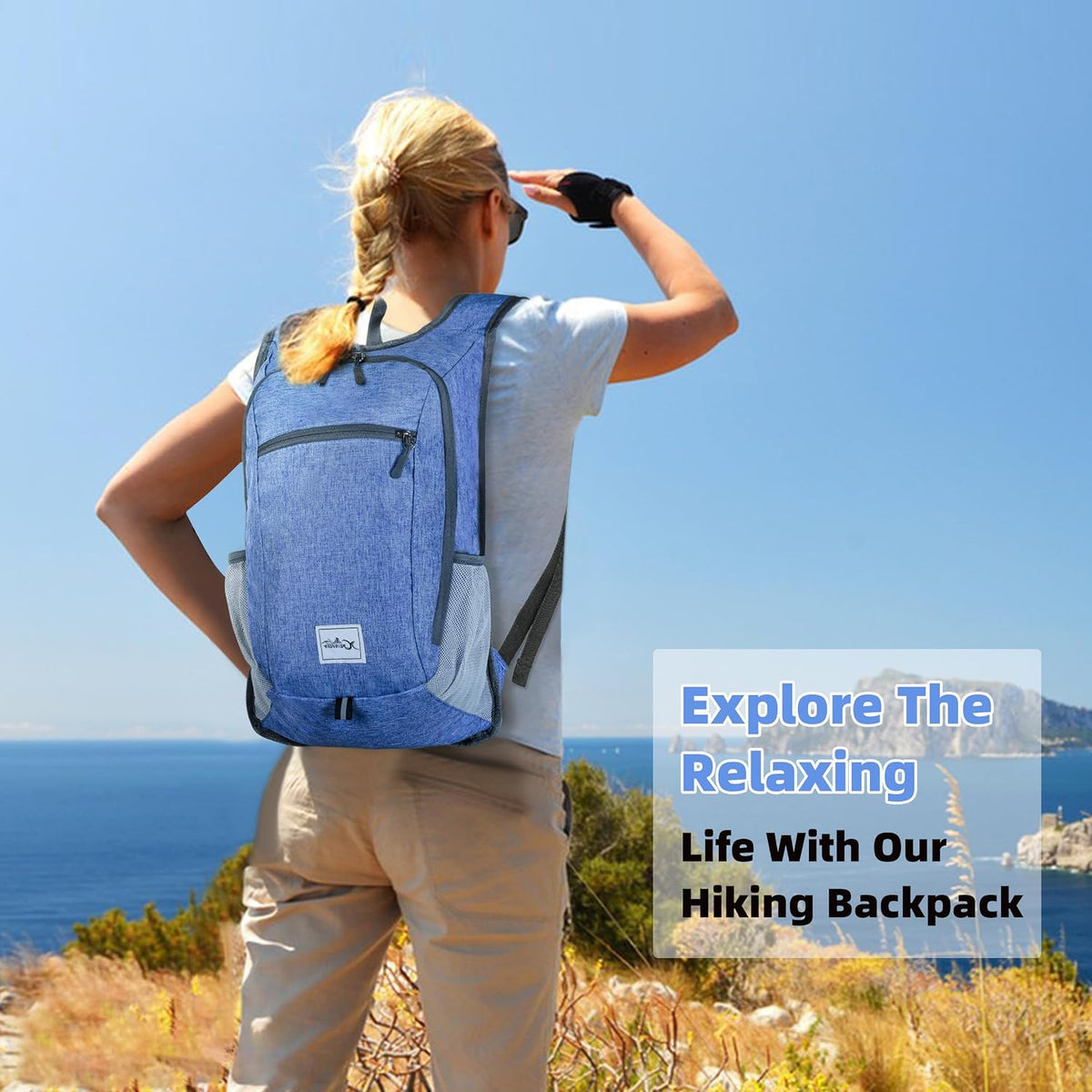 Hiking Backpack 10L Small Travel Lightweight Daypack Foldable Hiking Packable Camping Hiking Backpacks for Women Men (Black)