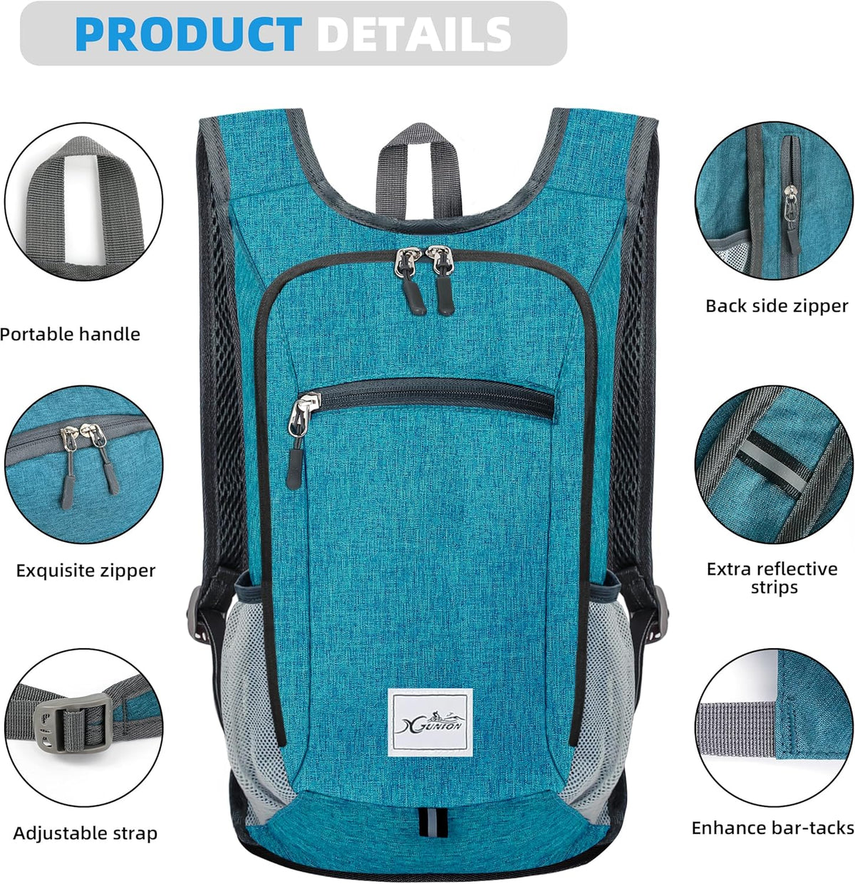 Hiking Backpack 10L Small Travel Lightweight Daypack Foldable Hiking Packable Camping Hiking Backpacks for Women Men (Black)
