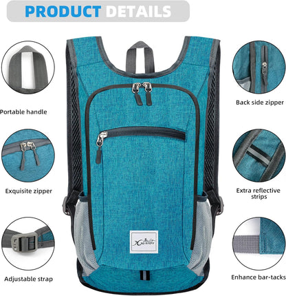 Hiking Backpack 10L Small Travel Lightweight Daypack Foldable Hiking Packable Camping Hiking Backpacks for Women Men (Black)