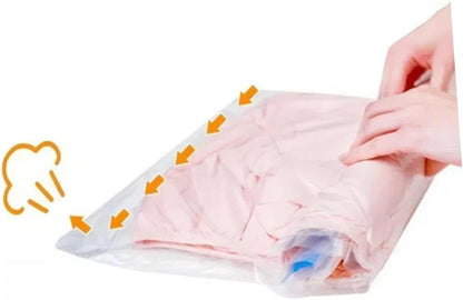 12pcs Roll up Vacuum Compression Bags for Clothing Storage, Pa+pe Material, Reusable Space Saver Bags without Pump, Travel Suitcase Organizer, 35x50cm 40x60cm Set
