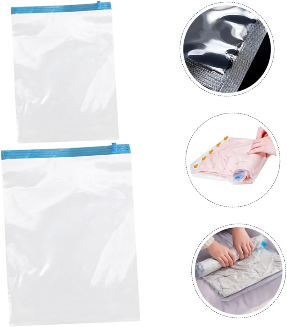 12pcs Roll up Vacuum Compression Bags for Clothing Storage, Pa+pe Material, Reusable Space Saver Bags without Pump, Travel Suitcase Organizer, 35x50cm 40x60cm Set