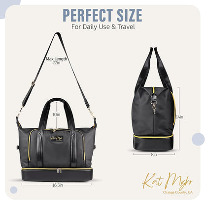 Womens Travel Weekender - Duffle Overnight Carry On Bag with Shoe Compartment