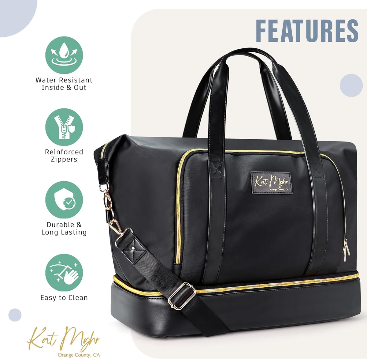 Womens Travel Weekender - Duffle Overnight Carry On Bag with Shoe Compartment