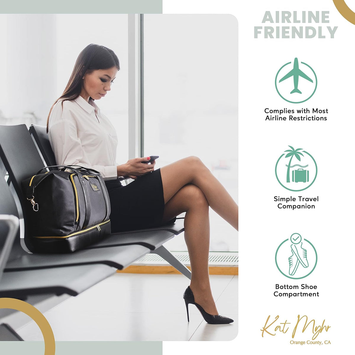 Womens Travel Weekender - Duffle Overnight Carry On Bag with Shoe Compartment