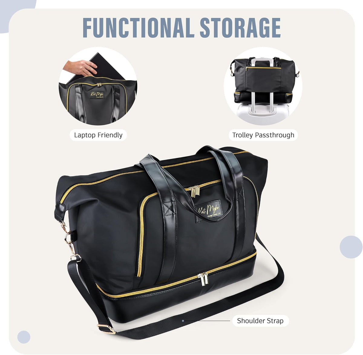 Womens Travel Weekender - Duffle Overnight Carry On Bag with Shoe Compartment