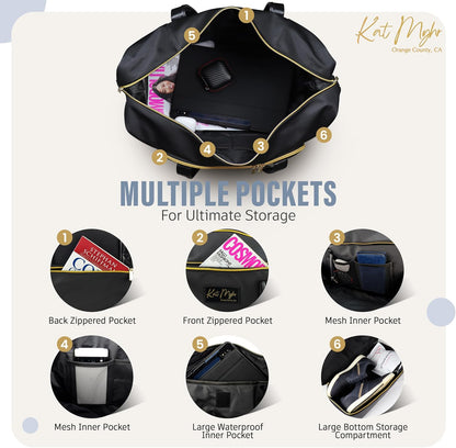 Womens Travel Weekender - Duffle Overnight Carry On Bag with Shoe Compartment