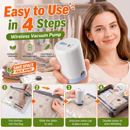 Vacuum Storage Bags with Rechargeable Electric Pump, 15 Combo - Space Saver Vacuum Storage Bags, Blanket & Clothes Storage Bag Vacuums Sealed, Bolsas Para Guardar Ropa Al Vacío