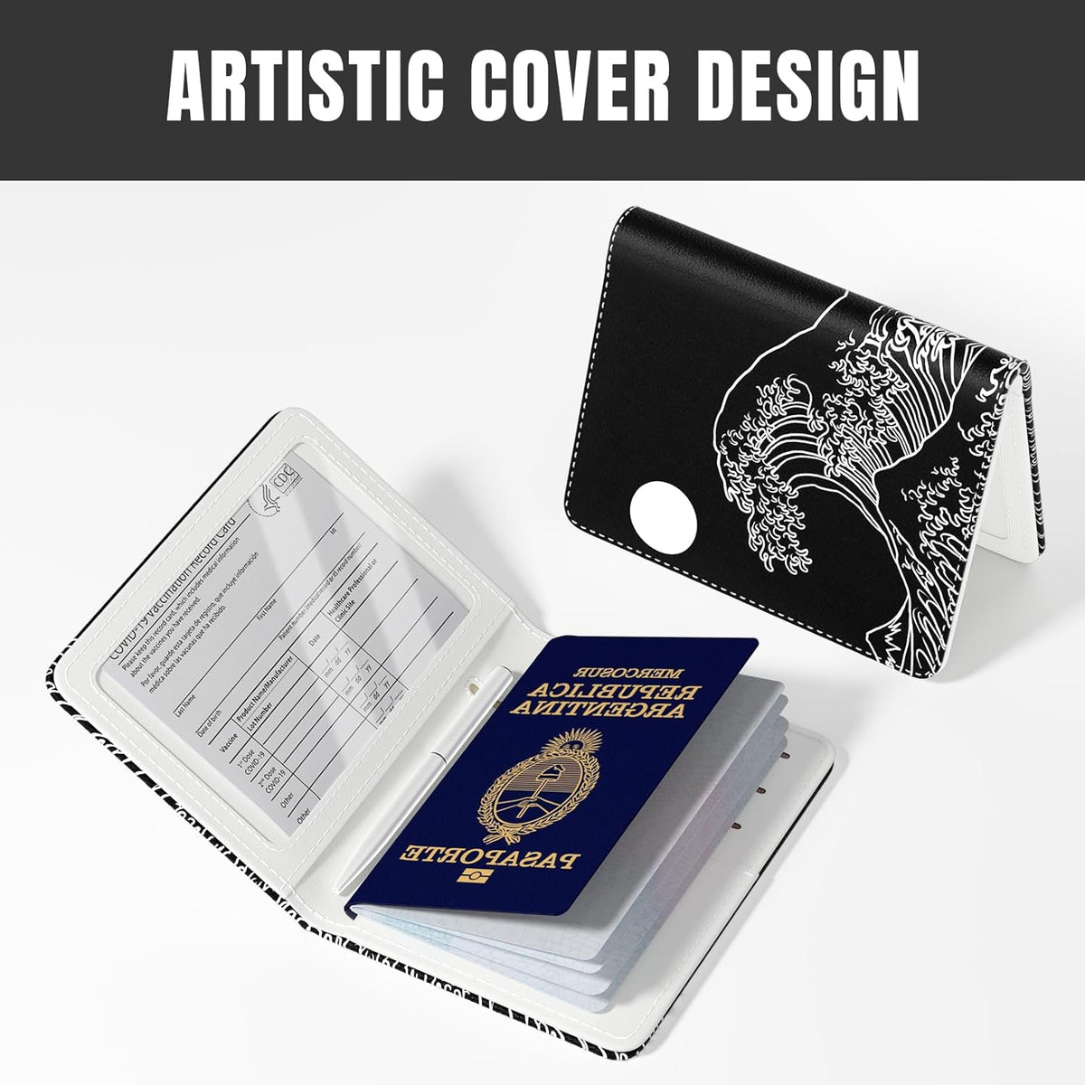 Passport Holder,RFID Blocking Passport Cover, Mandala Flower | Wallet Travel Essentials, Leather Travel Documents Organizer Protector for Women and Men