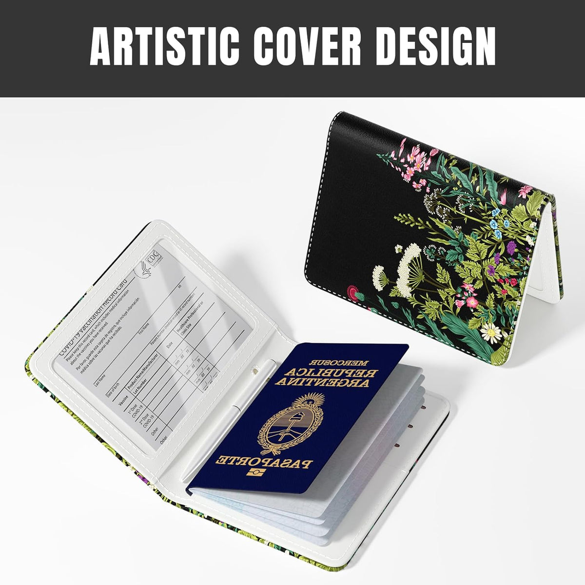 Passport Holder,RFID Blocking Passport Cover, Mandala Flower | Wallet Travel Essentials, Leather Travel Documents Organizer Protector for Women and Men