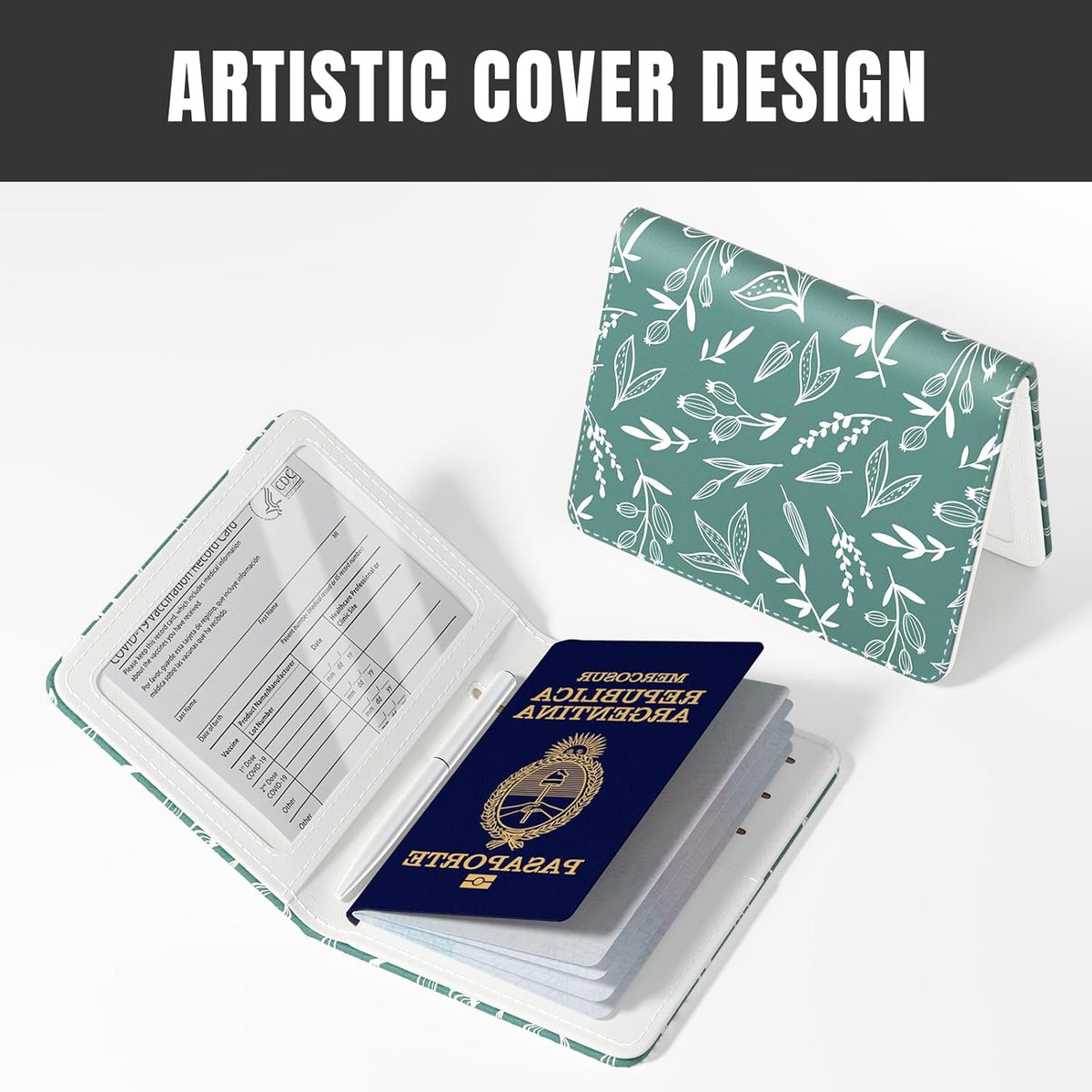 Passport Holder,RFID Blocking Passport Cover, Mandala Flower | Wallet Travel Essentials, Leather Travel Documents Organizer Protector for Women and Men