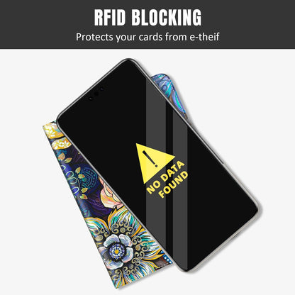 Passport Holder,RFID Blocking Passport Cover, Mandala Flower | Wallet Travel Essentials, Leather Travel Documents Organizer Protector for Women and Men