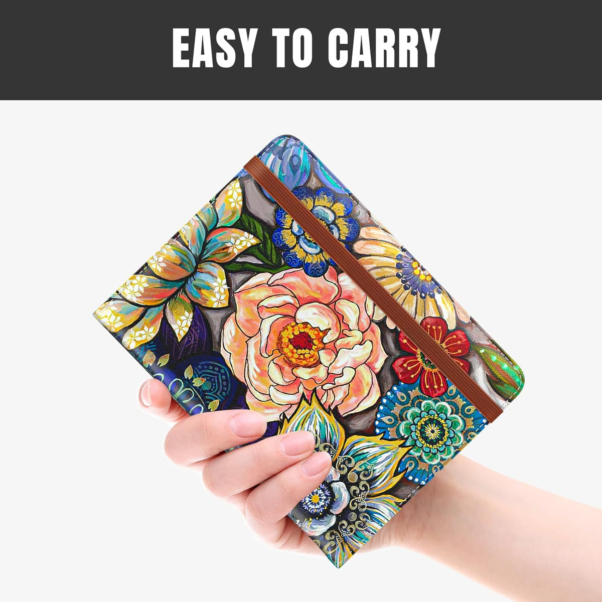 Passport Holder,RFID Blocking Passport Cover, Mandala Flower | Wallet Travel Essentials, Leather Travel Documents Organizer Protector for Women and Men
