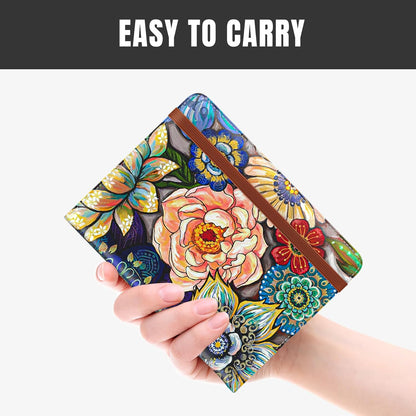 Passport Holder,RFID Blocking Passport Cover, Mandala Flower | Wallet Travel Essentials, Leather Travel Documents Organizer Protector for Women and Men