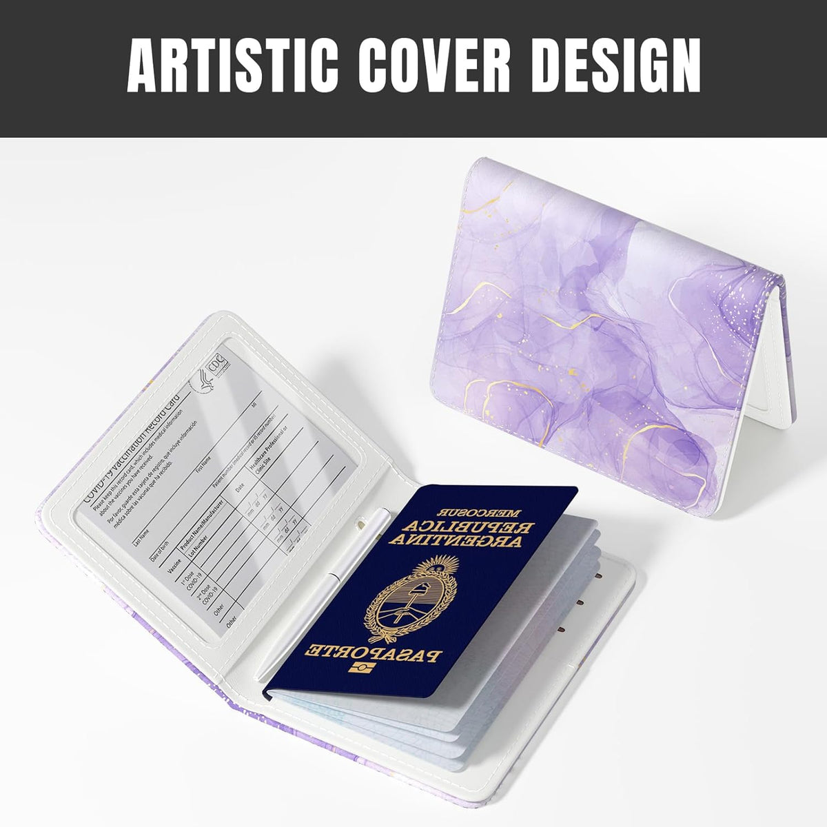 Passport Holder,RFID Blocking Passport Cover, Mandala Flower | Wallet Travel Essentials, Leather Travel Documents Organizer Protector for Women and Men