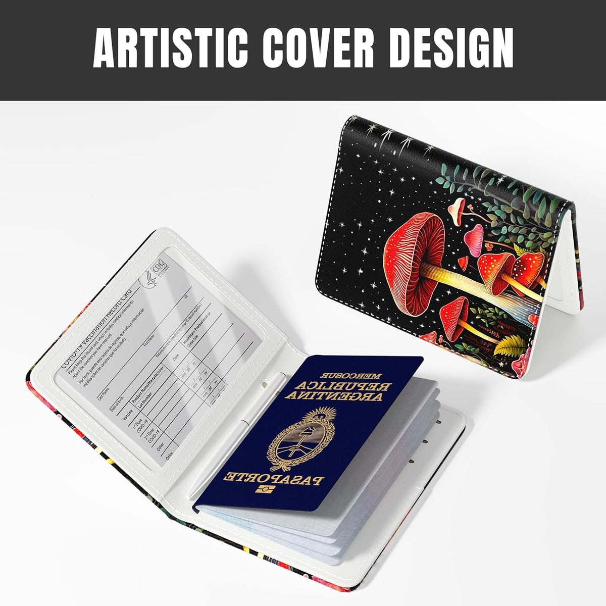 Passport Holder,RFID Blocking Passport Cover, Mandala Flower | Wallet Travel Essentials, Leather Travel Documents Organizer Protector for Women and Men
