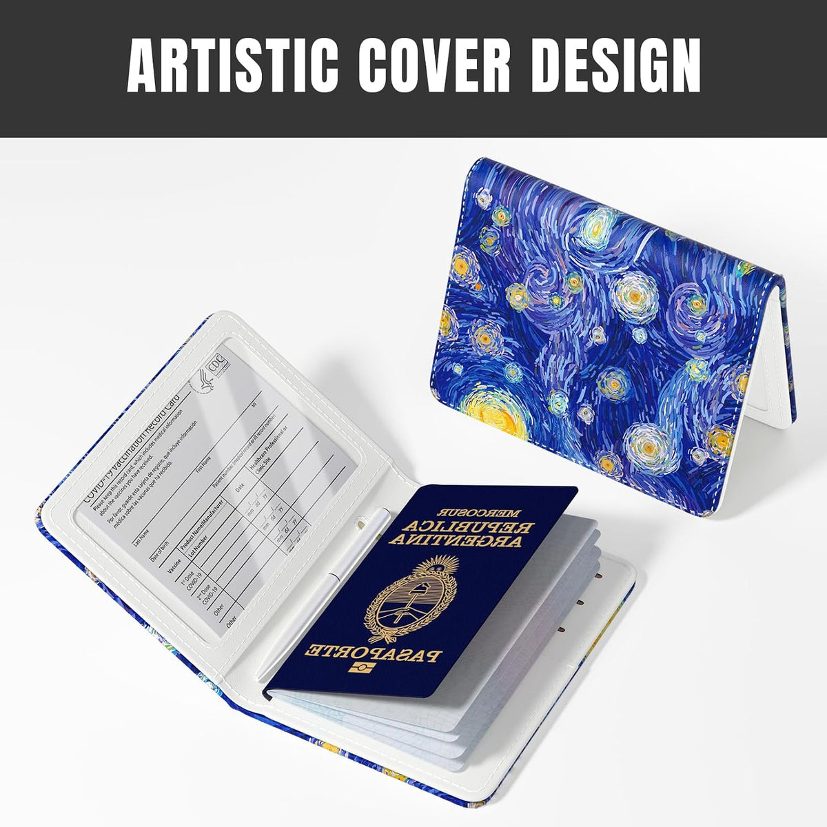 Passport Holder,RFID Blocking Passport Cover, Mandala Flower | Wallet Travel Essentials, Leather Travel Documents Organizer Protector for Women and Men
