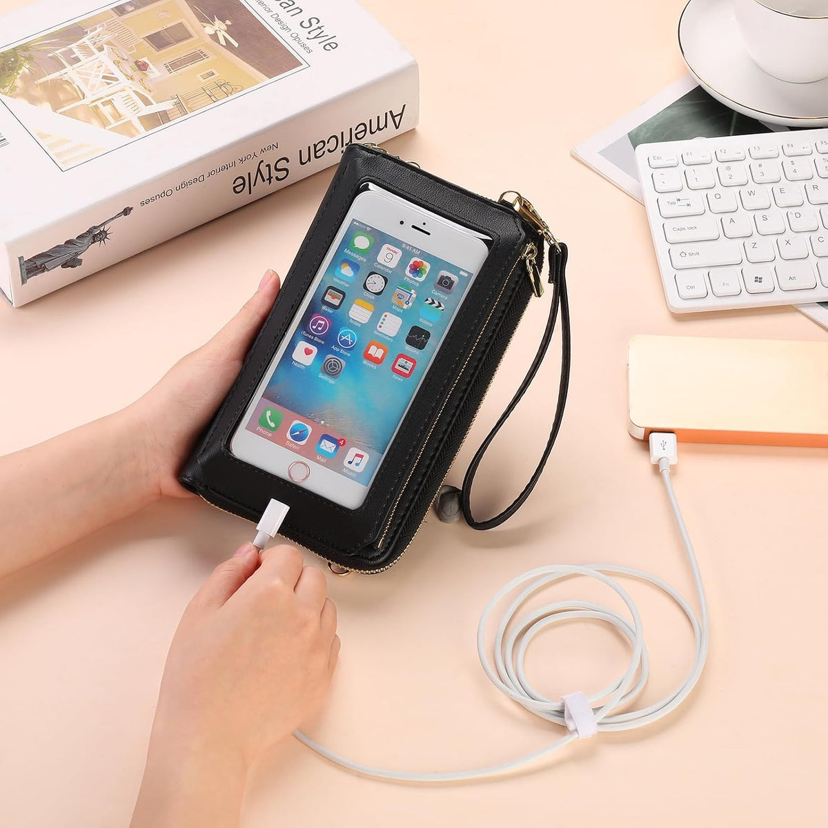 Crossbody Phone Purse for Women,Small Travel Wallet with Rfid Blocking,Waterproof PU Leather Messenger Bag