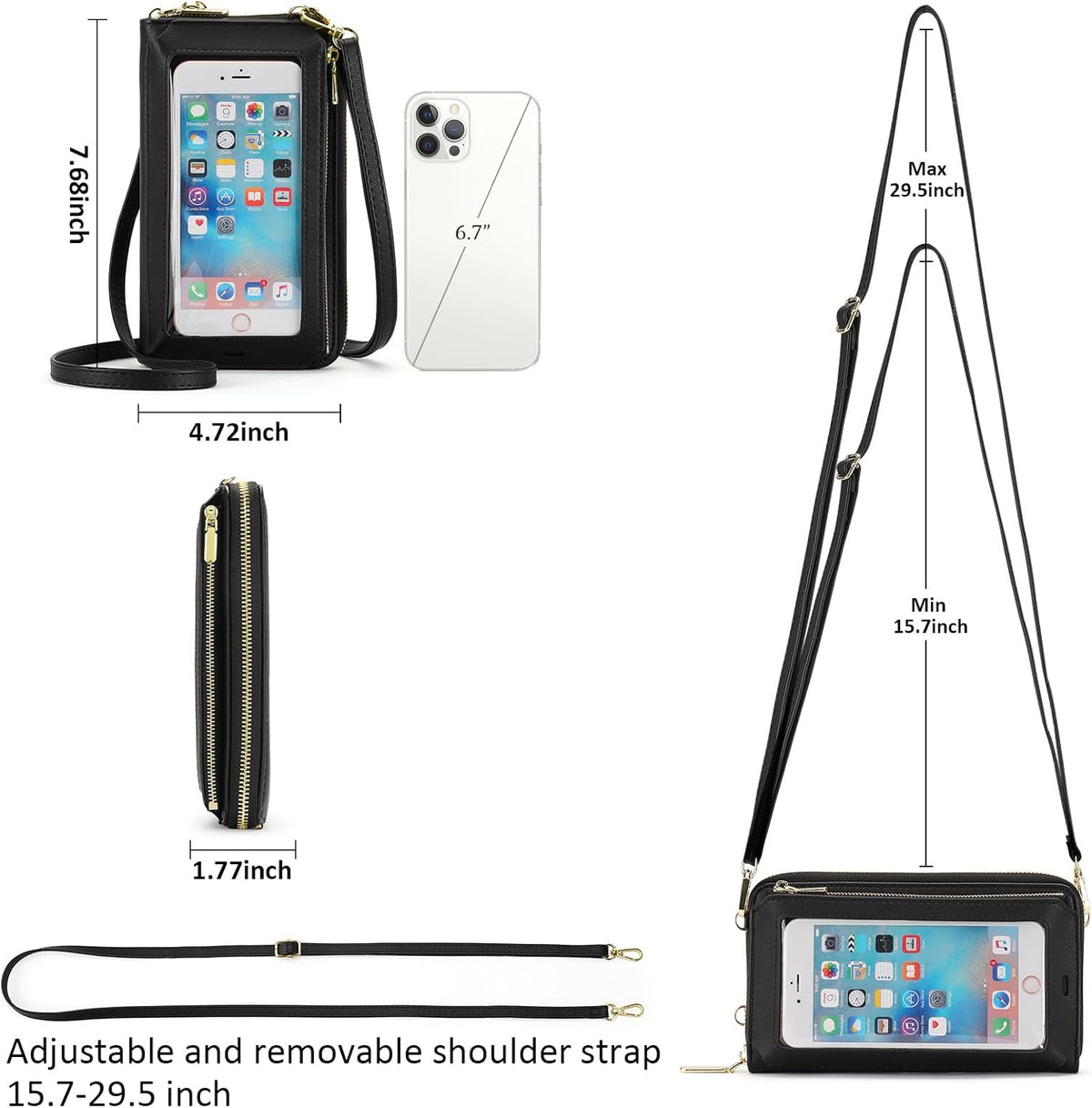 Crossbody Phone Purse for Women,Small Travel Wallet with Rfid Blocking,Waterproof PU Leather Messenger Bag