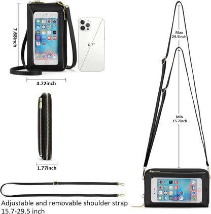 Crossbody Phone Purse for Women,Small Travel Wallet with Rfid Blocking,Waterproof PU Leather Messenger Bag