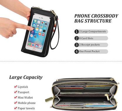 Crossbody Phone Purse for Women,Small Travel Wallet with Rfid Blocking,Waterproof PU Leather Messenger Bag