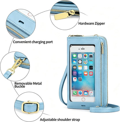 Crossbody Phone Purse for Women,Small Travel Wallet with Rfid Blocking,Waterproof PU Leather Messenger Bag