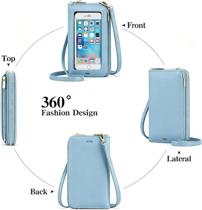 Crossbody Phone Purse for Women,Small Travel Wallet with Rfid Blocking,Waterproof PU Leather Messenger Bag