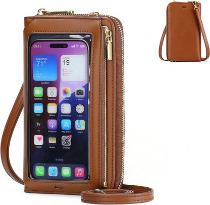 Crossbody Phone Purse for Women,Small Travel Wallet with Rfid Blocking,Waterproof PU Leather Messenger Bag