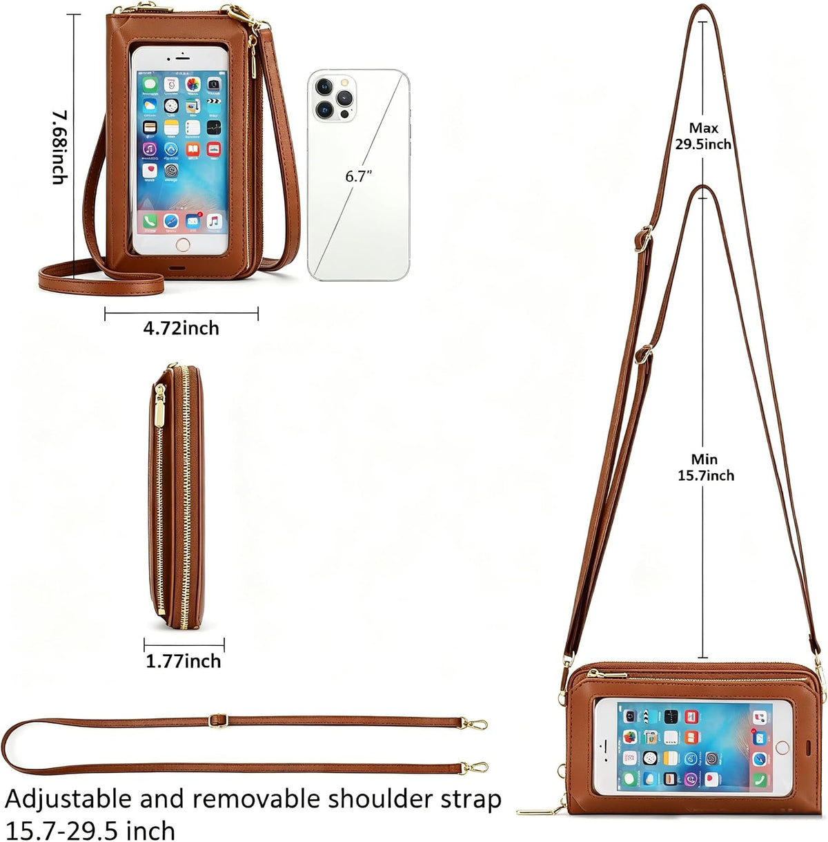 Crossbody Phone Purse for Women,Small Travel Wallet with Rfid Blocking,Waterproof PU Leather Messenger Bag