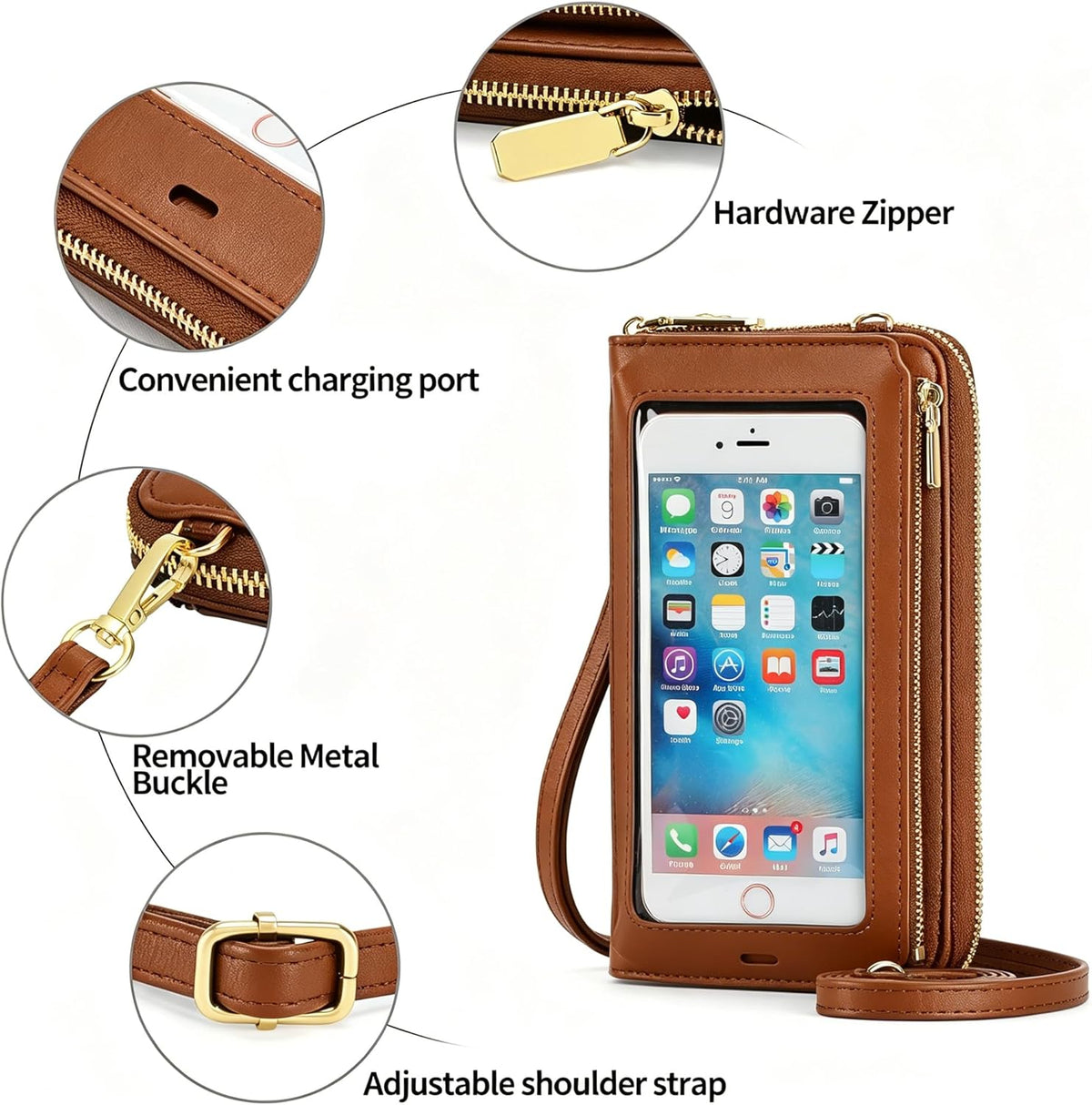 Crossbody Phone Purse for Women,Small Travel Wallet with Rfid Blocking,Waterproof PU Leather Messenger Bag