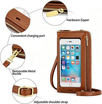 Crossbody Phone Purse for Women,Small Travel Wallet with Rfid Blocking,Waterproof PU Leather Messenger Bag